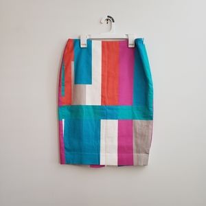 Color Block Pencil Skirt Sz 2 Carlisle Collection multi color... fun for summer!